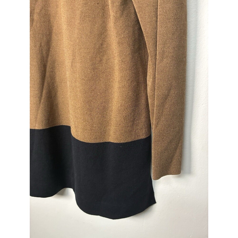 J Jill Cardigan Women Large Petite Brown Black  Colorblock Longline Open Front - Picture 8 of 9